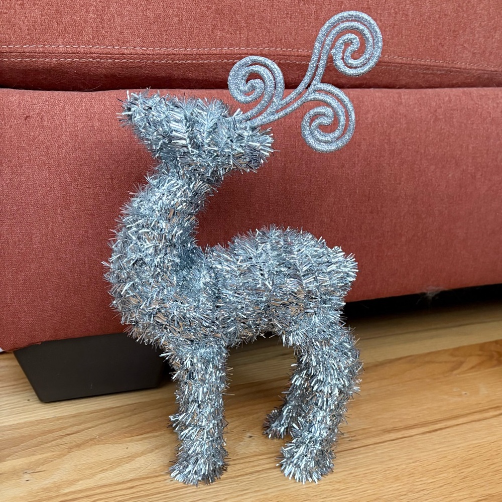 15” tall silver Christmas reindeer